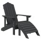 vidaXL Καρέκλα Κήπου Adirondack Ανθρακί HDPE με Υποπόδιο & Τραπεζάκι