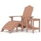 vidaXL Καρέκλα Κήπου Adirondack Καφέ από HDPE με Υποπόδιο & Τραπεζάκι