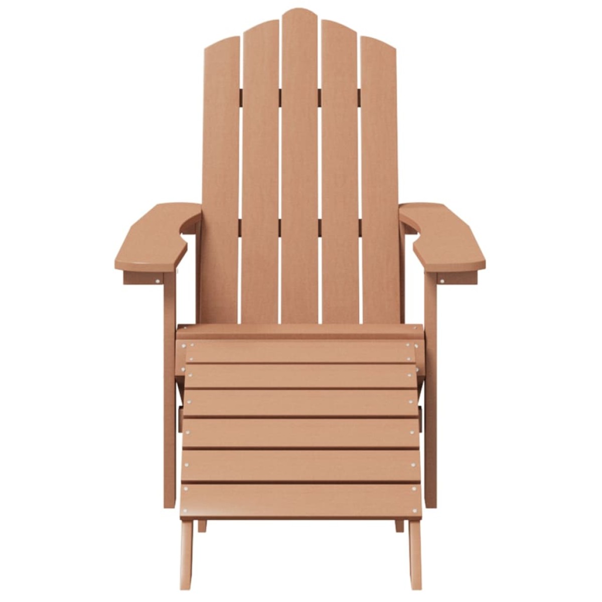vidaXL Καρέκλα Κήπου Adirondack Καφέ από HDPE με Υποπόδιο & Τραπεζάκι