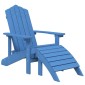 vidaXL Καρέκλα Κήπου Adirondack Γαλάζια HDPE με Υποπόδιο & Τραπεζάκι