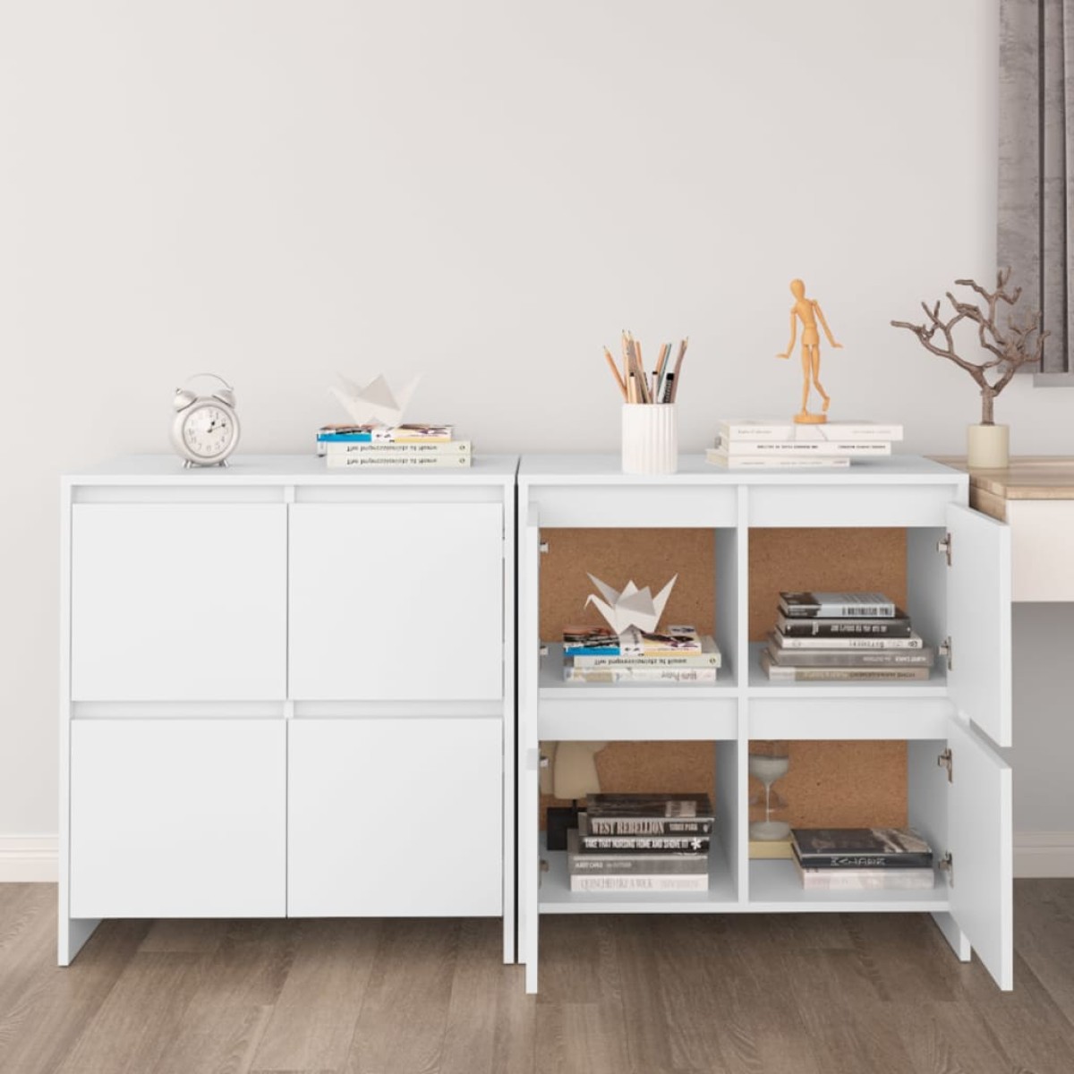 vidaXL Ντουλάπια 2 τεμ. Λευκά 70 x 41 x 75 εκ. από Μοριοσανίδα