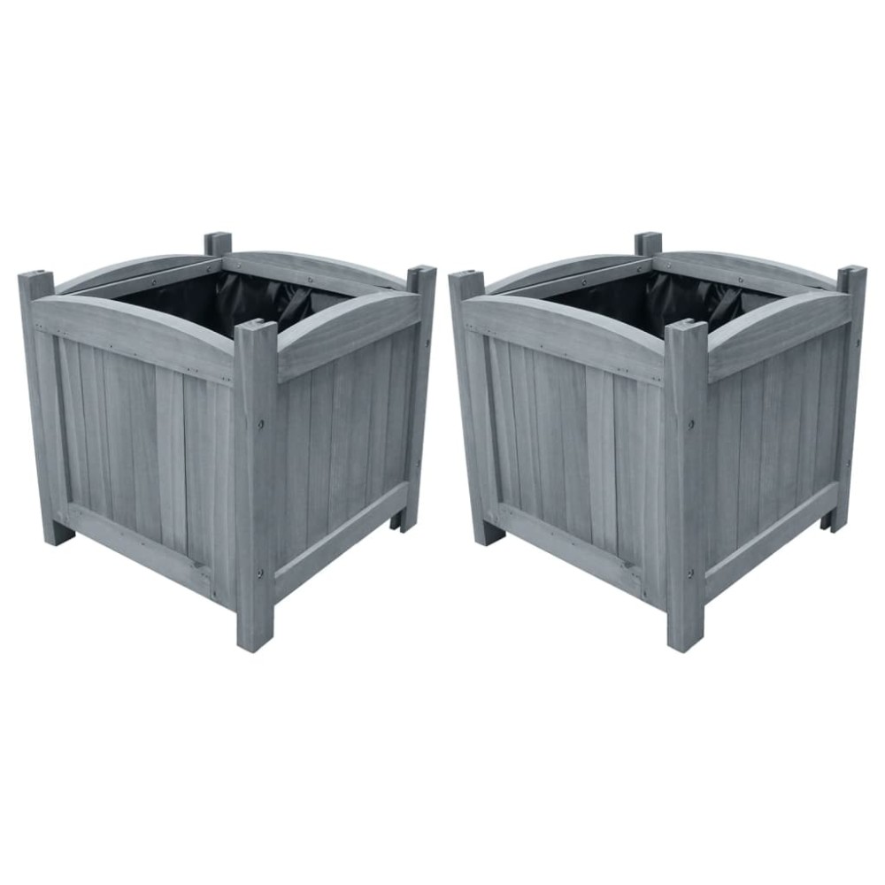 vidaXL Ζαρντινιέρες Υπερυψωμένες 2 τεμ. 30x30x30 εκ. Μασίφ Ξύλο Ελάτης