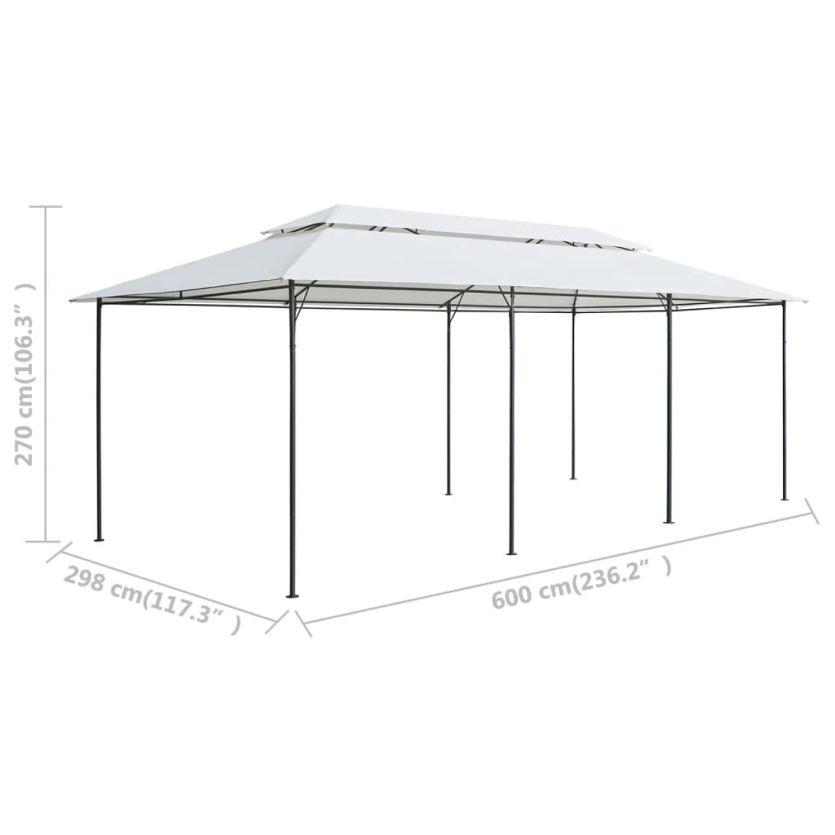 vidaXL Κιόσκι Λευκό 600 x 298 x 270 εκ. 180 γρ./μ²
