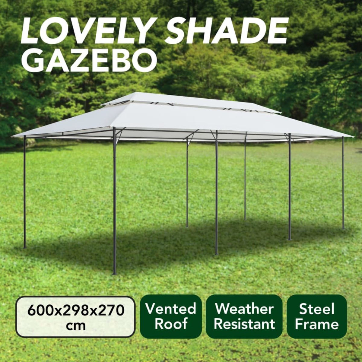 vidaXL Κιόσκι Λευκό 600 x 298 x 270 εκ. 180 γρ./μ²
