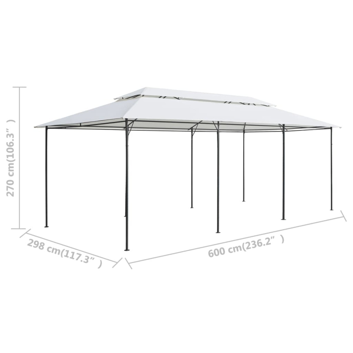 vidaXL Κιόσκι με Κουρτίνες Λευκό 600 x 298 x 270 εκ. 180 γρ./μ²