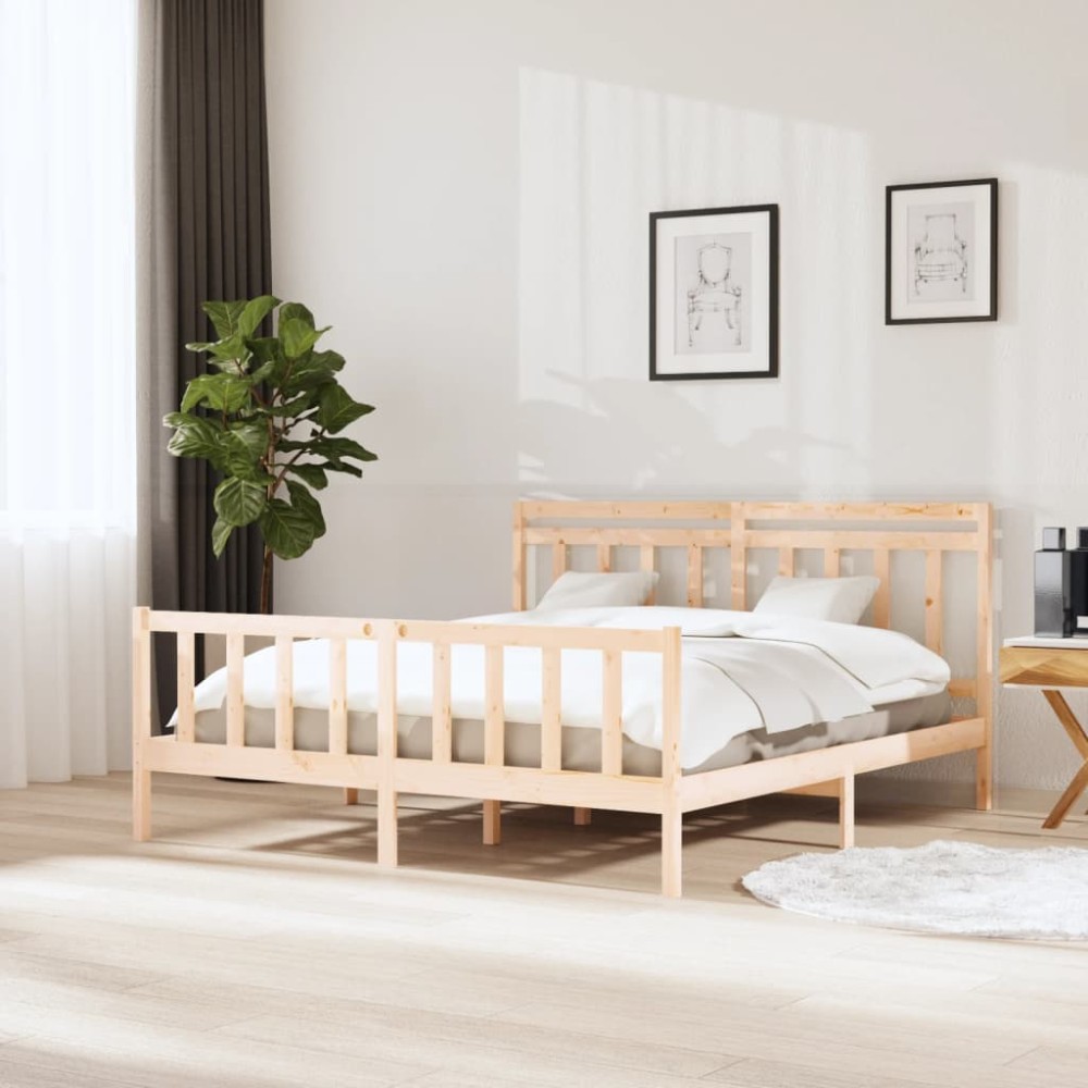 vidaXL Πλαίσιο Κρεβατιού 180 x 200 εκ. Μασίφ Ξύλο Super King Size
