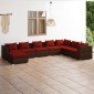 vidaXL Σαλόνι Κήπου Σετ 8 Τεμαχίων Καφέ Συνθετικό Ρατάν με Μαξιλάρια