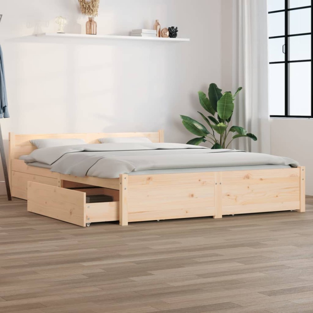 vidaXL Πλαίσιο Κρεβατιού 150 x 200 εκ. Μασίφ Ξύλο King Size