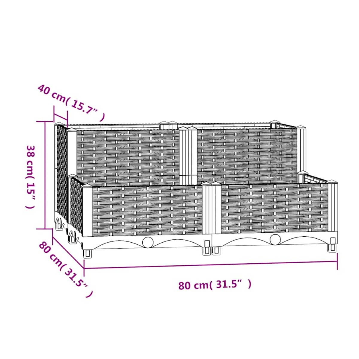 vidaXL Ζαρντινιέρα 80 x 80 x 38 εκ. από Πολυπροπυλένιο