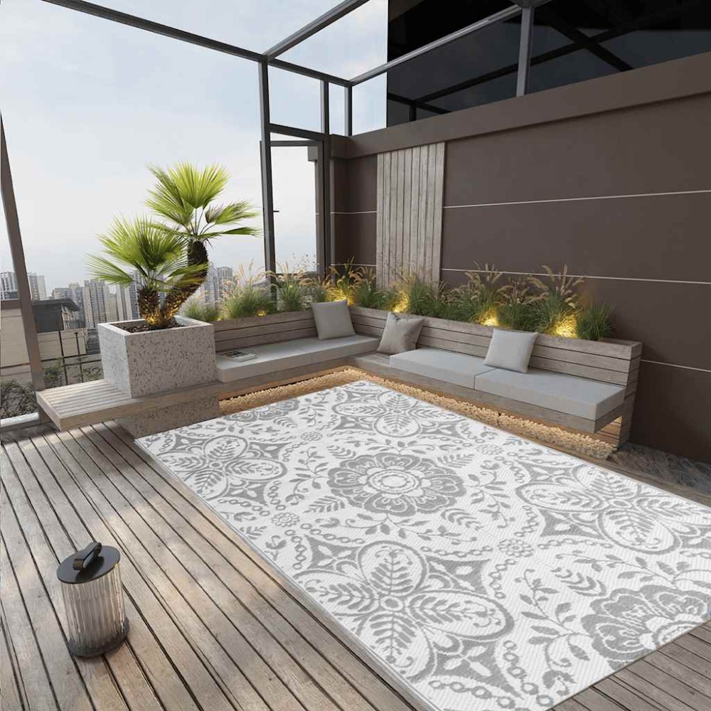vidaXL Χαλί εξωτερικού χώρου ARAKIL ανοιχτό γκρι 190x290 cm PP