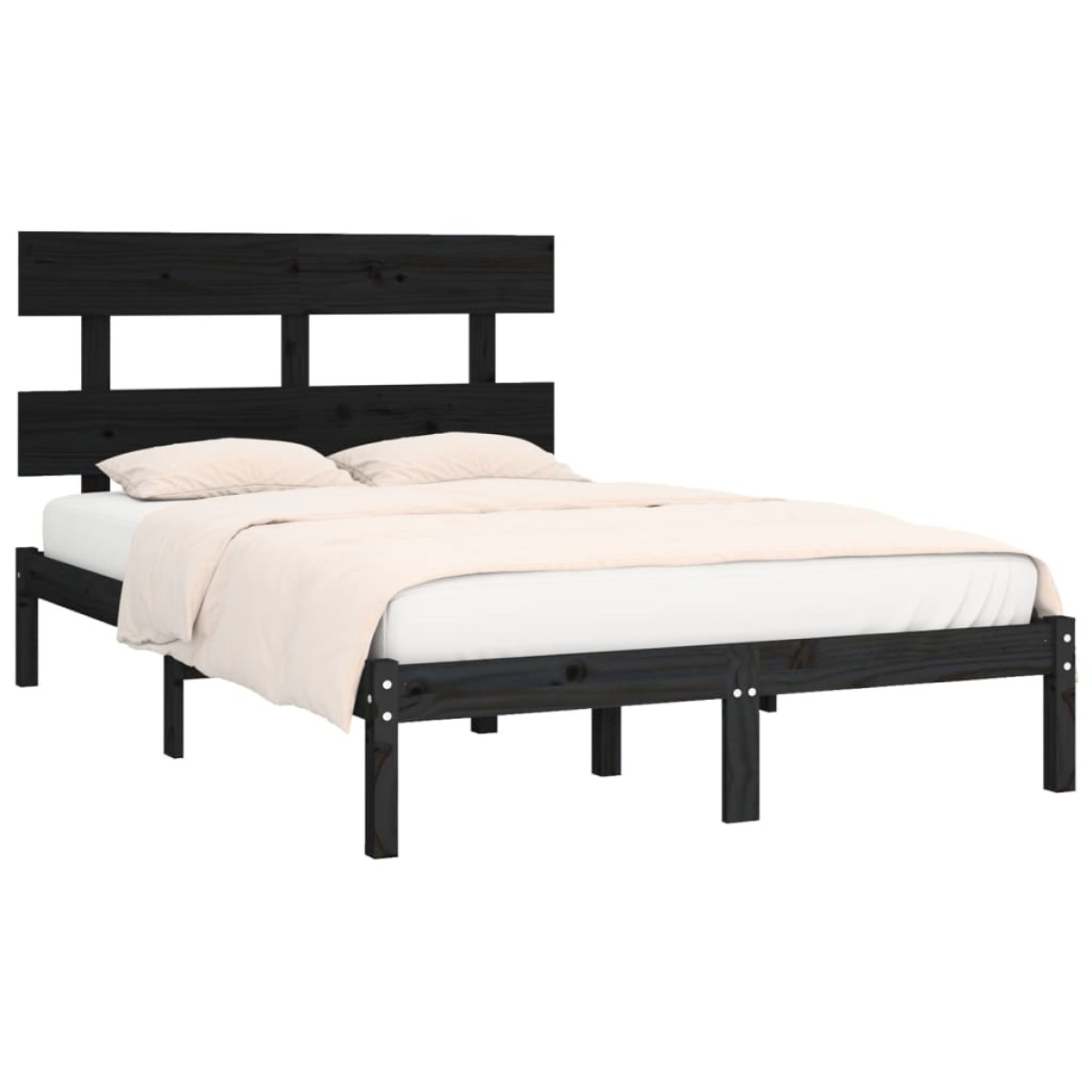 vidaXL Πλαίσιο Κρεβατιού Μαύρο 200 x 200 εκ. από Μασίφ Ξύλο