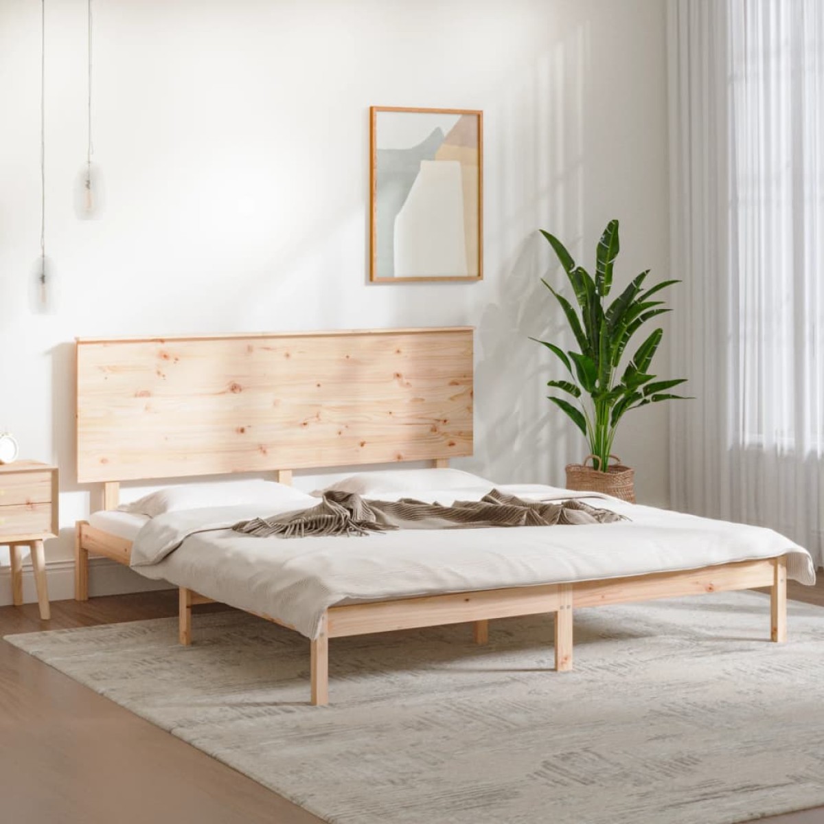 vidaXL Πλαίσιο Κρεβατιού 150 x 200 εκ. Μασίφ Ξύλο King Size
