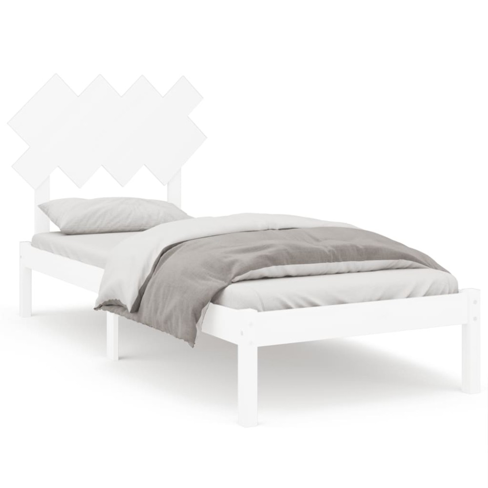 vidaXL Πλαίσιο Κρεβατιού Λευκό 90 x 190 εκ. Μασίφ Ξύλο Single