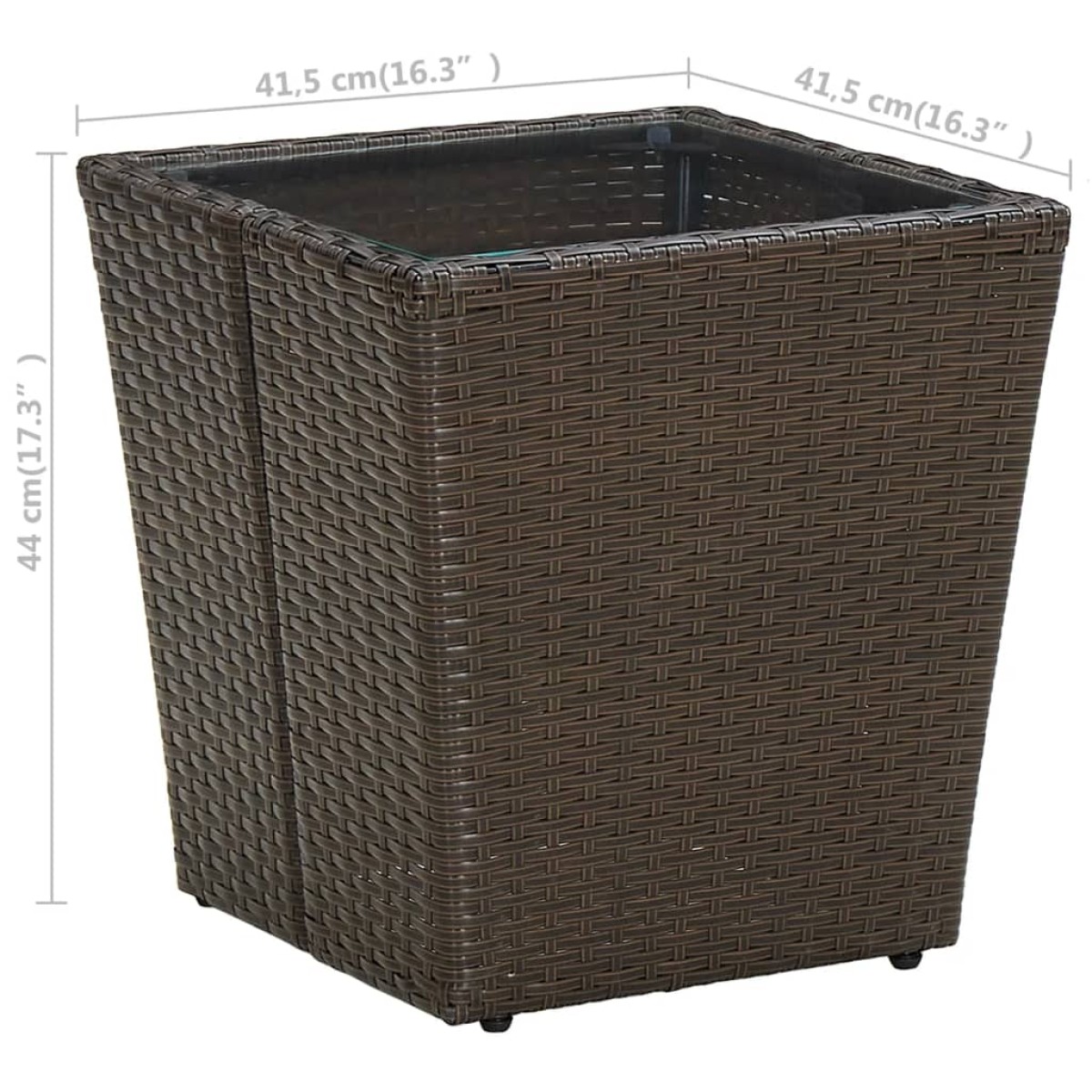 vidaXL Τραπέζι Βοηθητικό Καφέ 41,5x41,5x44 εκ. Συνθ.Ρατάν/Ψημένο Γυαλί