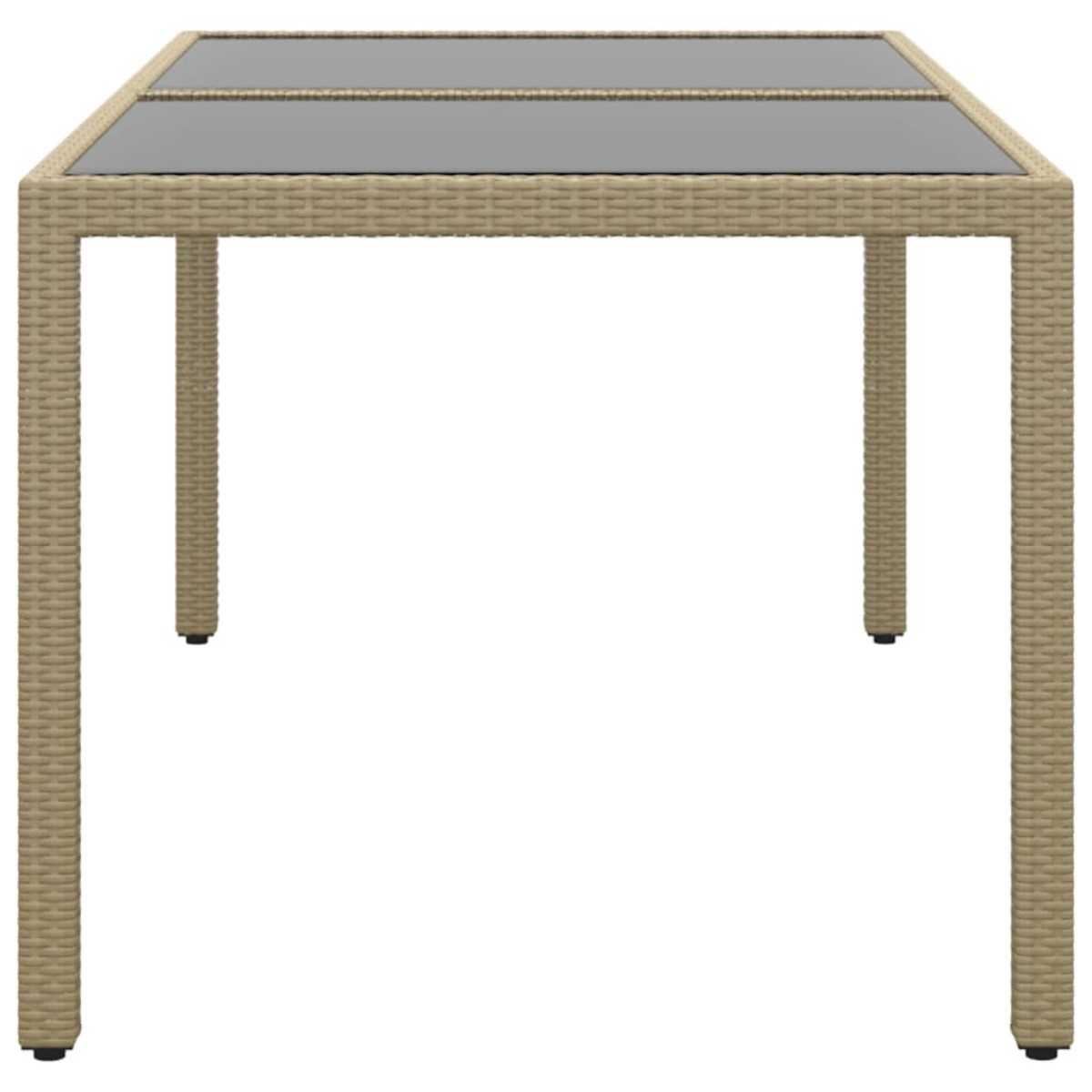 vidaXL Τραπέζι Κήπου Μπεζ 150x90x75 εκ. Συνθετικό Ρατάν/Ψημένο Γυαλί