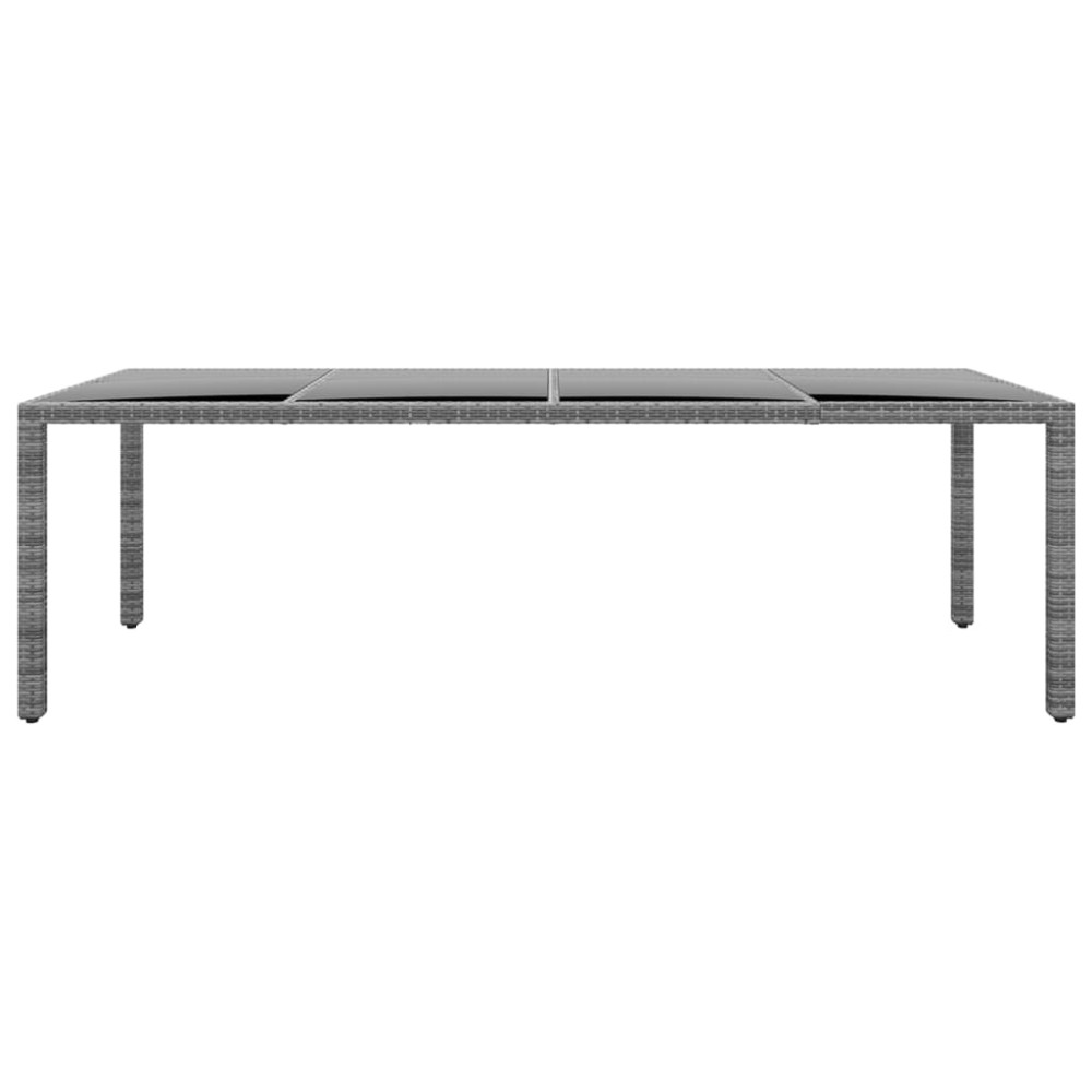 vidaXL Τραπέζι Κήπου Γκρι 250x100x75 εκ. Ψημένο Γυαλί/Συνθετικό Ρατάν