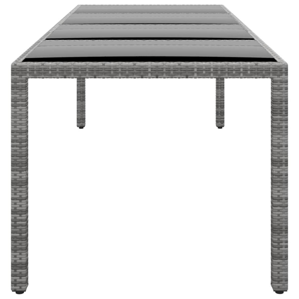 vidaXL Τραπέζι Κήπου Γκρι 250x100x75 εκ. Ψημένο Γυαλί/Συνθετικό Ρατάν