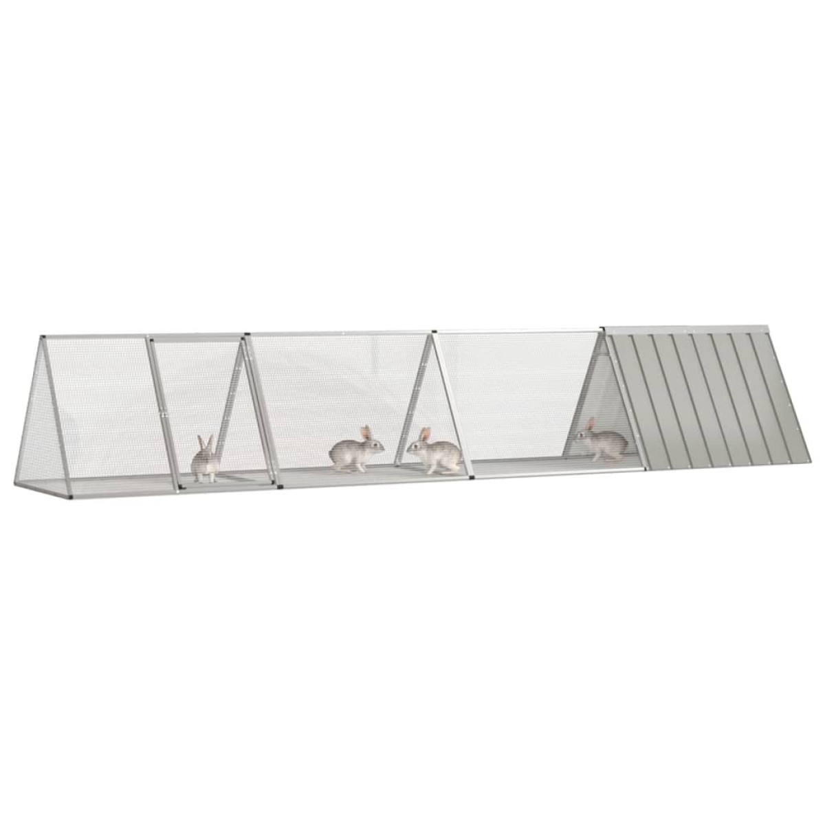 vidaXL Κλουβί Κουνελιών Γκρι 403,5x80,5x71 εκ. Γαλβανισμένος Χάλυβας