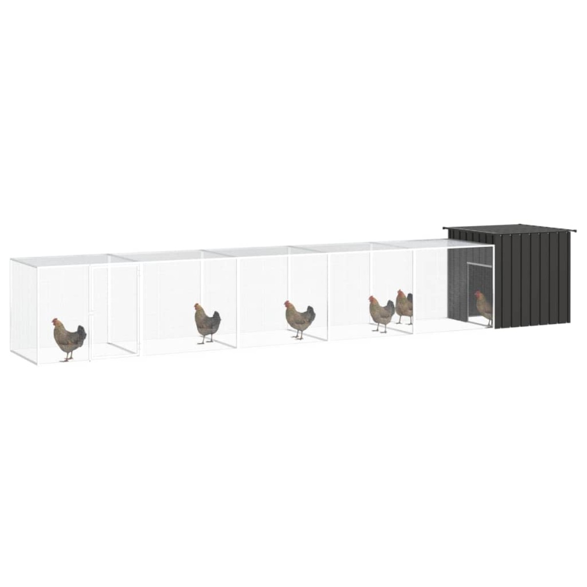 vidaXL Κοτέτσι - Κλουβί Ανθρακί 600x91x100 εκ. από Γαλβανισμένο Χάλυβα
