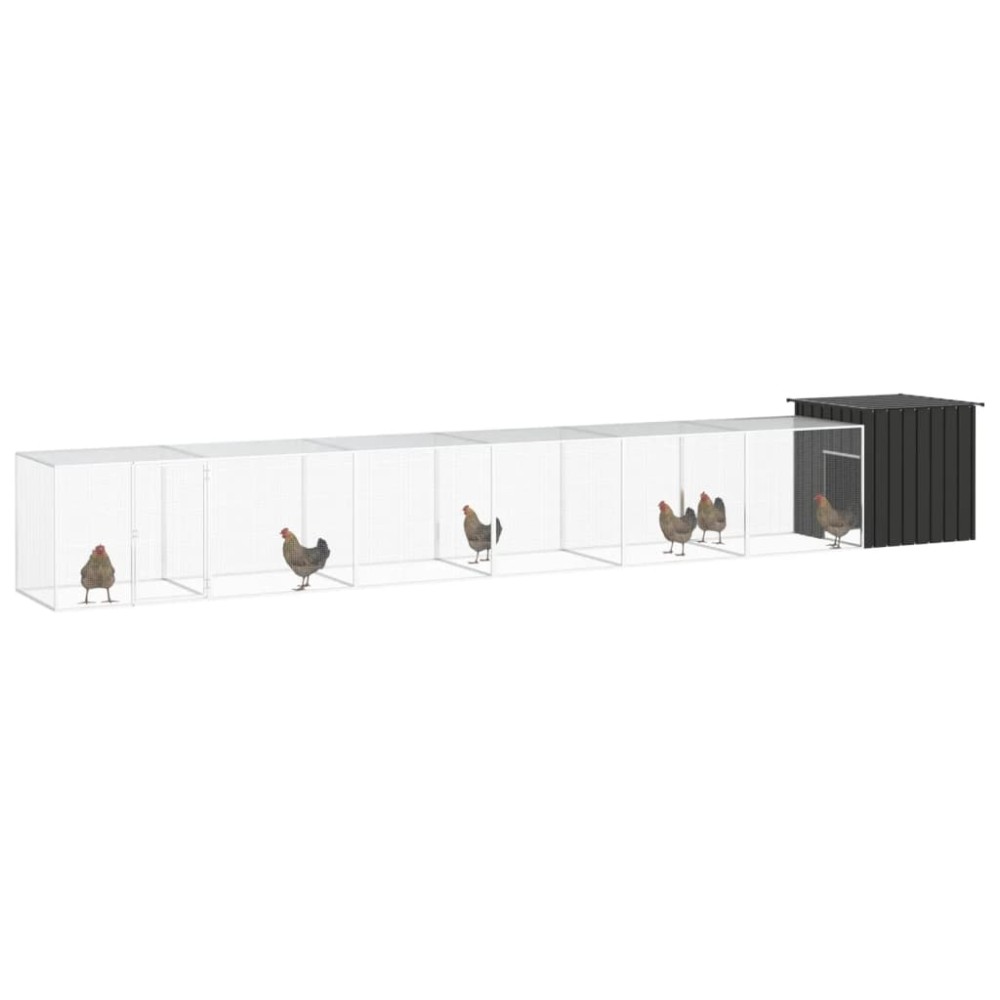 vidaXL Κοτέτσι - Κλουβί Ανθρακί 700x91x100 εκ. από Γαλβανισμένο Χάλυβα