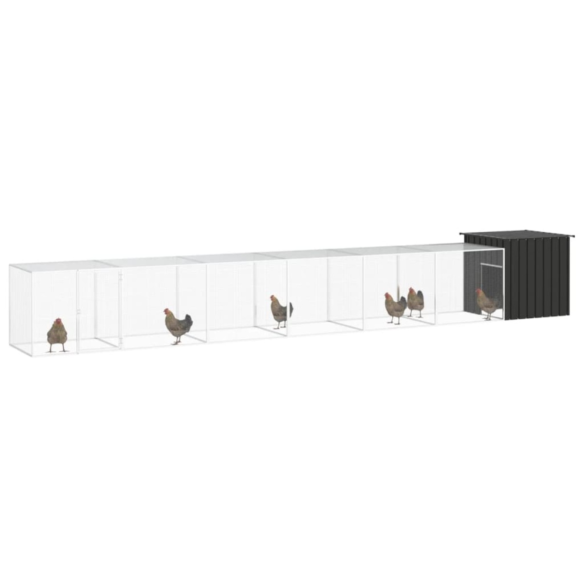 vidaXL Κοτέτσι - Κλουβί Ανθρακί 700x91x100 εκ. από Γαλβανισμένο Χάλυβα