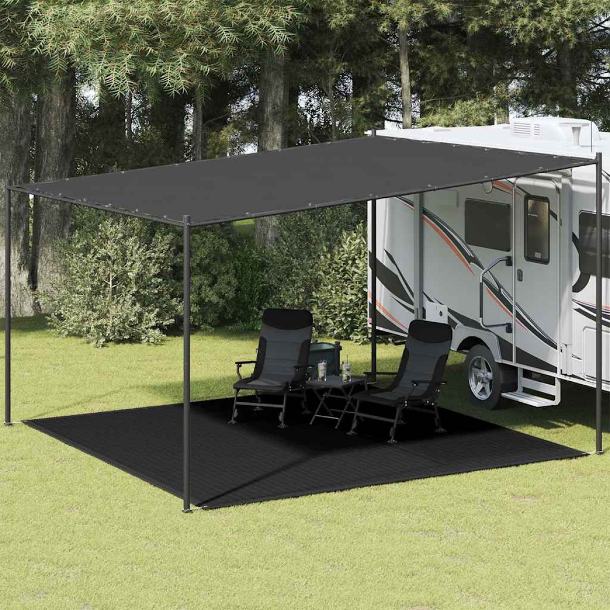 vidaXL Χαλί Σκηνής Μαύρο 400 x 400 εκ. HDPE