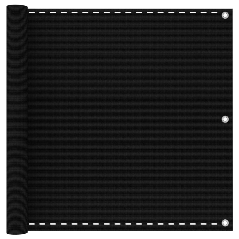 vidaXL Διαχωριστικό Βεράντας Μαύρο 90 x 600 εκ. από HDPE