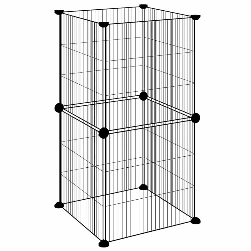 vidaXL Κλουβί για Κατοικίδια με 8 Πάνελ Μαύρο 35 x 35 x 70 εκ. Ατσάλινο