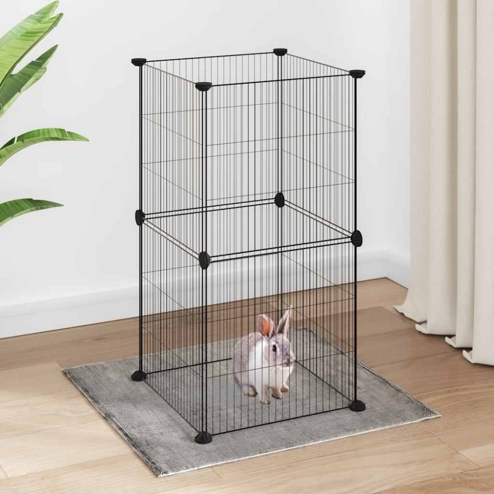 vidaXL Κλουβί για Κατοικίδια με 8 Πάνελ Μαύρο 35 x 35 x 70 εκ. Ατσάλινο