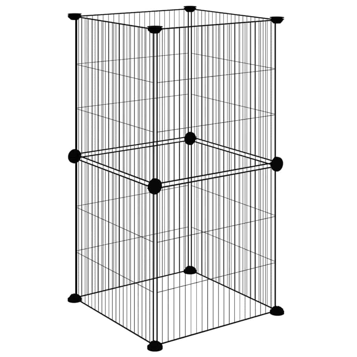 vidaXL Κλουβί για Κατοικίδια με 8 Πάνελ Μαύρο 35 x 35 εκ. Ατσάλινο