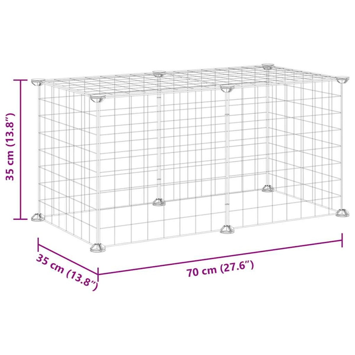 vidaXL Κλουβί για Κατοικίδια με 8 Πάνελ Μαύρο 35 x 35 εκ. Ατσάλινο