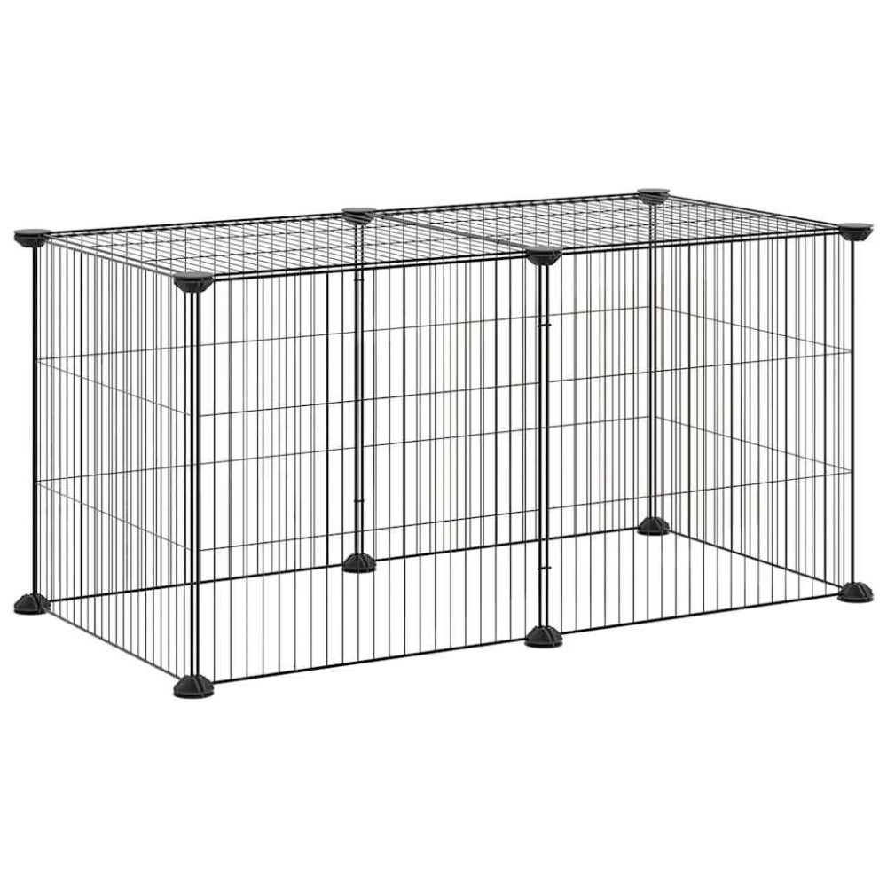 vidaXL Κλουβί για Κατοικίδια με 8 Πάνελ Μαύρο 70x35x35 εκ. Ατσάλινο