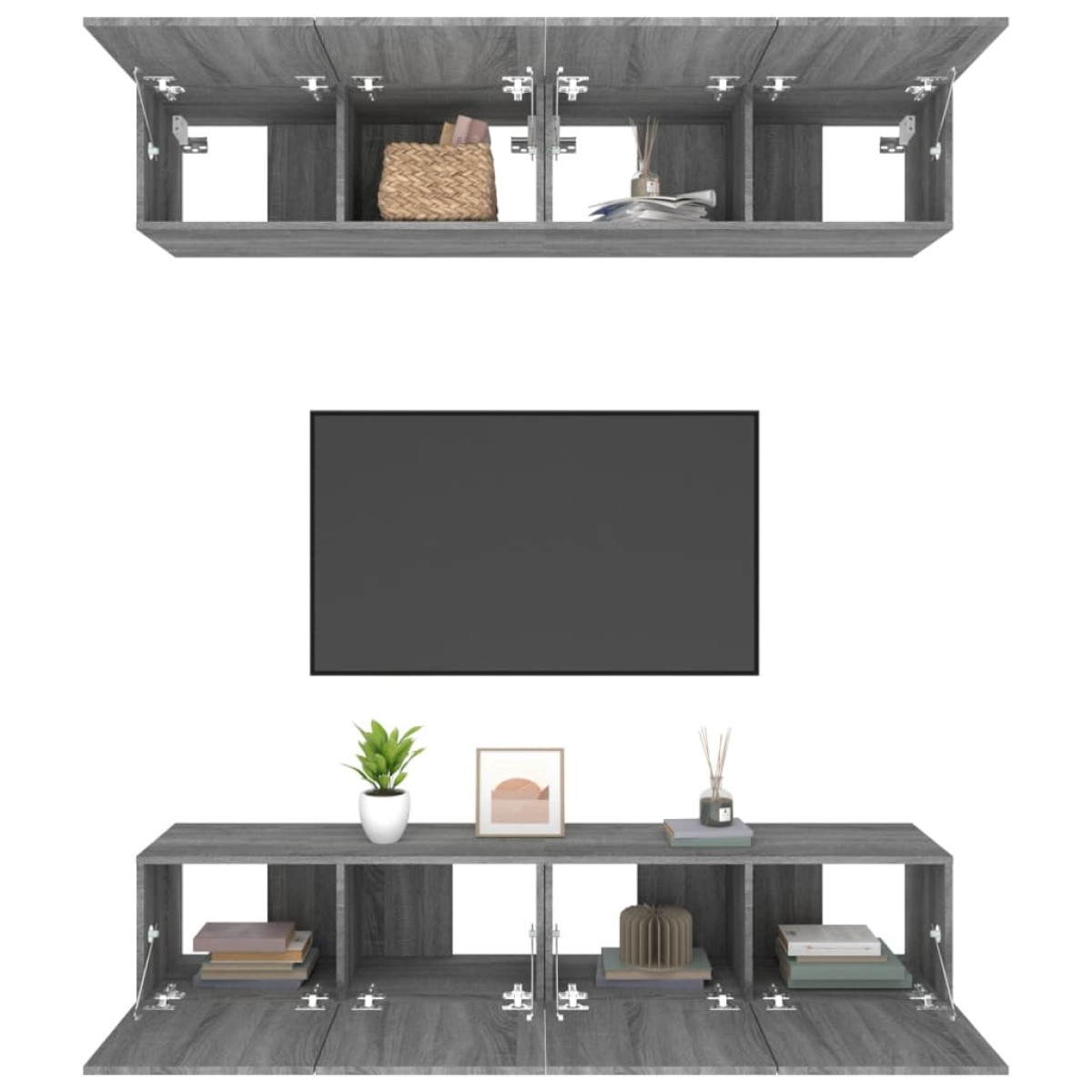 vidaXL Έπιπλα Τηλεόρασης 4 τεμ. Γκρι Sonoma 80x30x30 εκ. Επεξ. Ξύλο