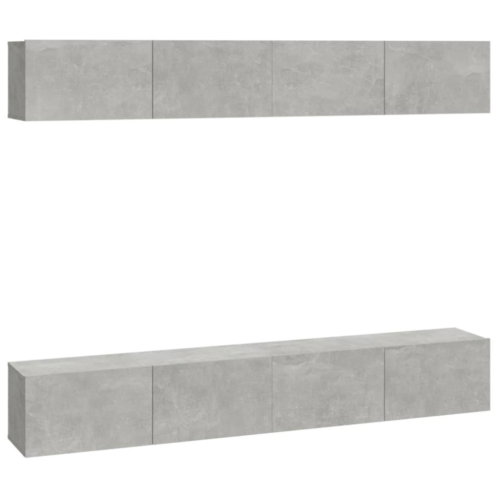 vidaXL Έπιπλα Τηλεόρασης Τοίχου 4 τεμ. Γκρι 100x30x30εκ. Επεξεργ. Ξύλο