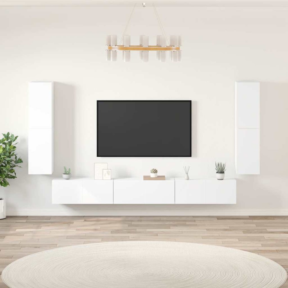 vidaXL Σετ Επίπλων Τηλεόρασης 7 Τεμαχίων Λευκό από Επεξεργασμένο Ξύλο