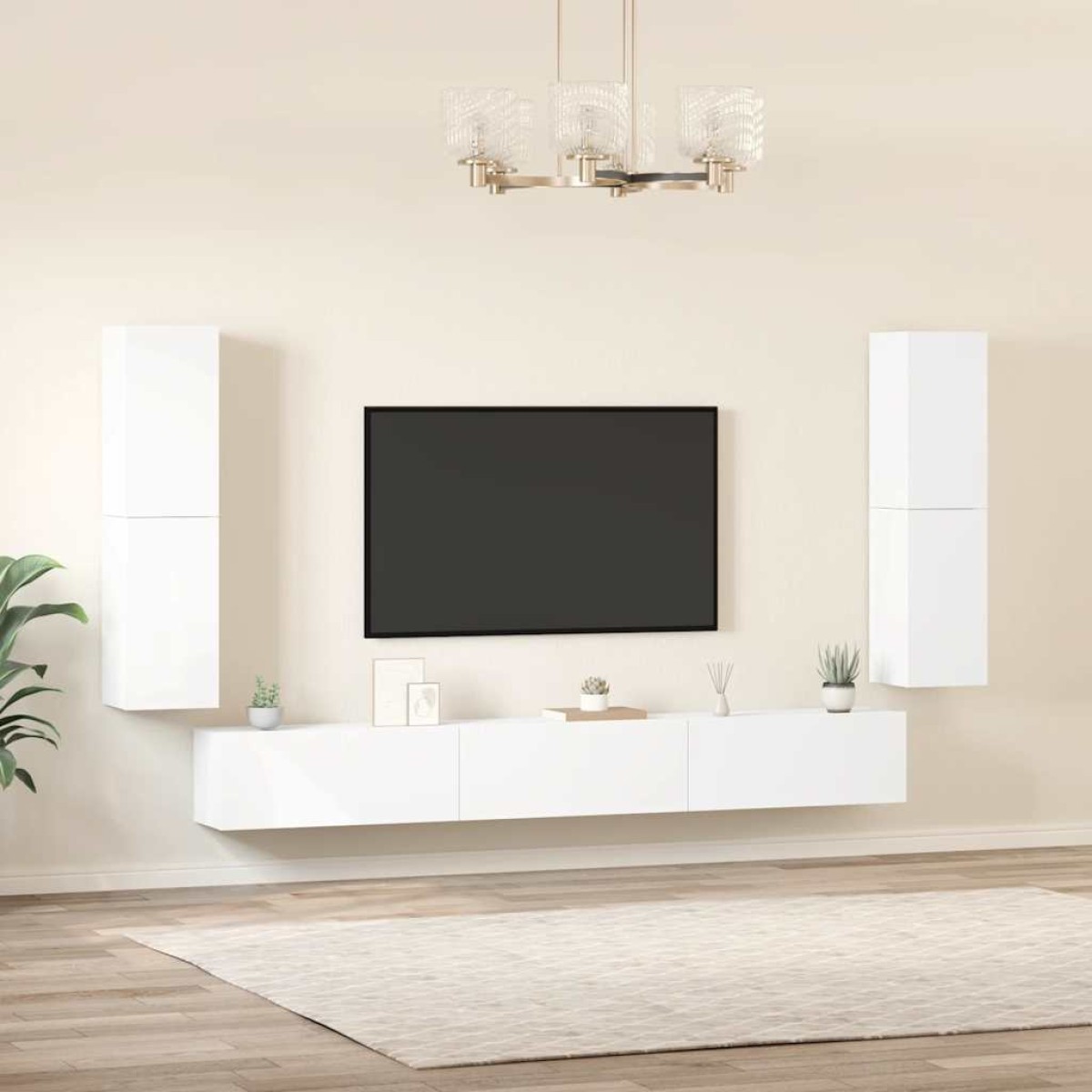 vidaXL Σετ Επίπλων Τηλεόρασης 7 Τεμαχίων Λευκό από Επεξεργασμένο Ξύλο