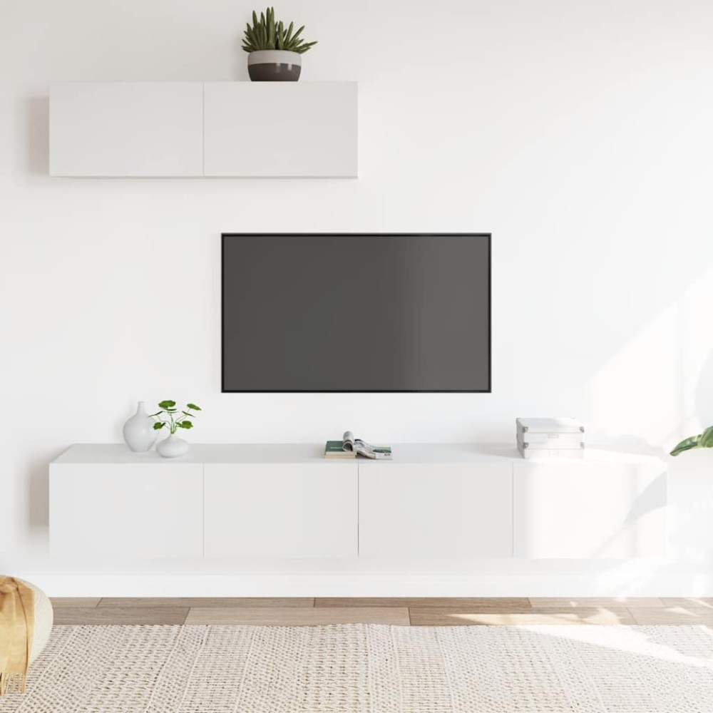 vidaXL Σετ Επίπλου Τηλεόρασης 3 Τεμαχίων Λευκό από Επεξεργασμένο Ξύλο