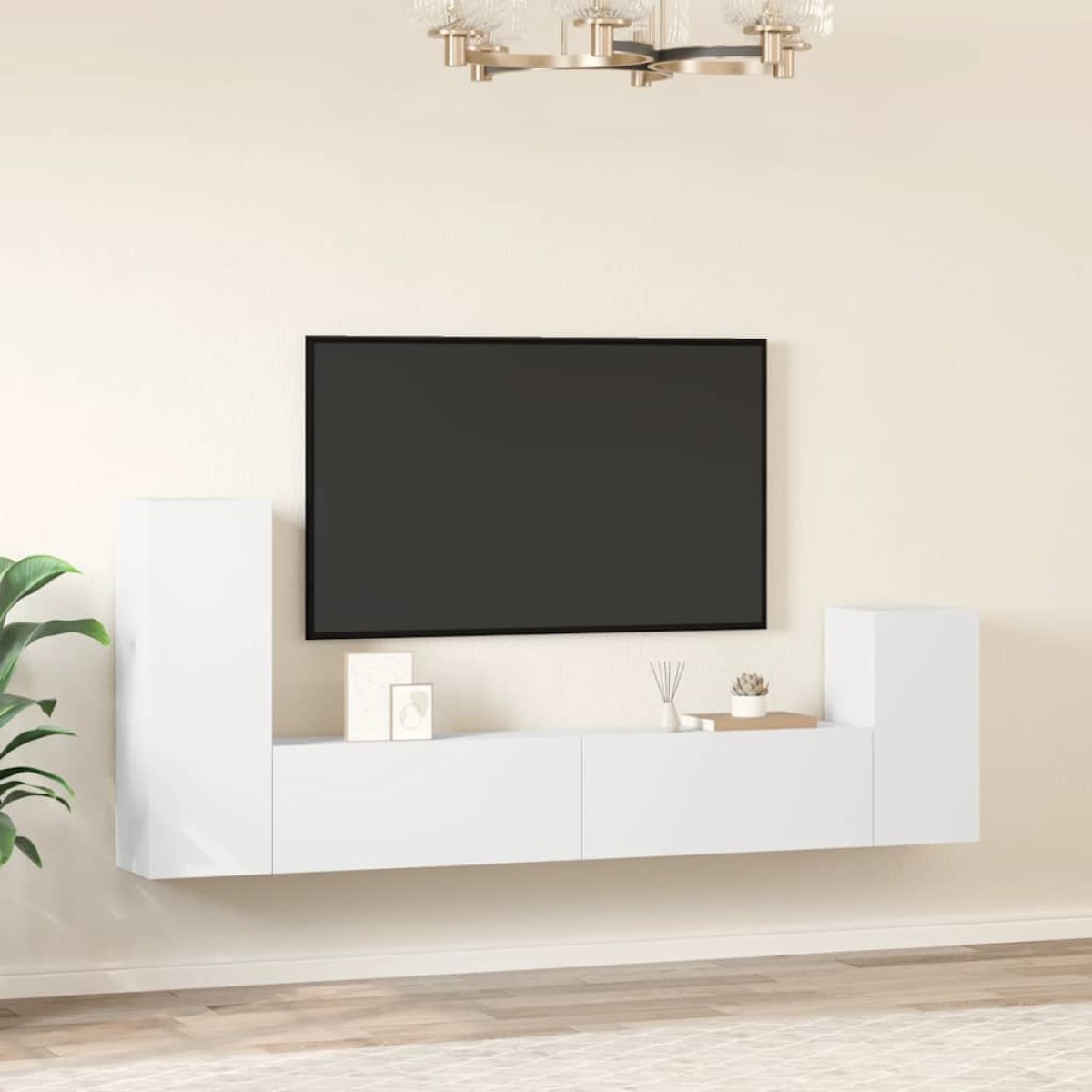 vidaXL Σετ Επίπλου Τηλεόρασης 4 Τεμαχίων Λευκό από Επεξεργασμένο Ξύλο