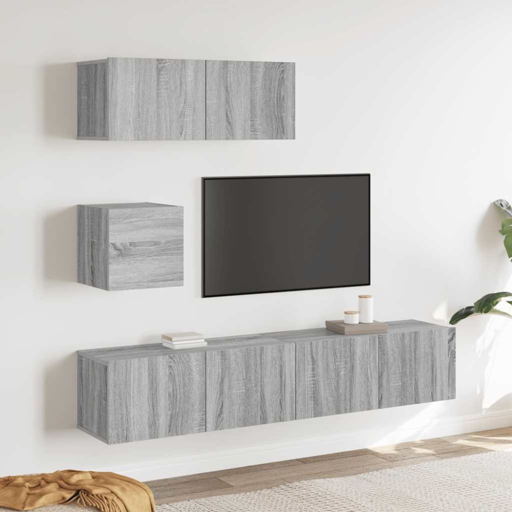 vidaXL Σετ Επίπλων Τηλεόρασης 4 Τεμ. Γκρι Sonoma Επεξεργασμένο Ξύλο