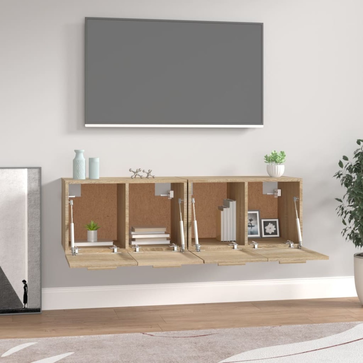 vidaXL Ντουλάπια Τοίχου 2 τεμ. Sonoma Δρυς 60x36,5x35 εκ. Επεξ. Ξύλο