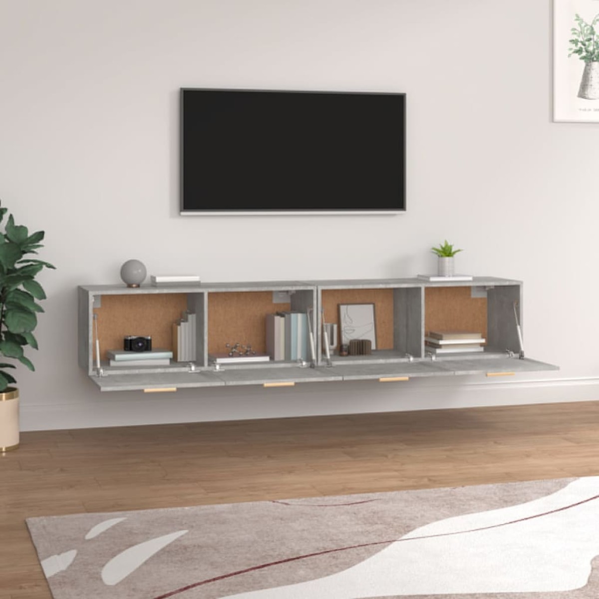 vidaXL Ντουλάπια Τοίχου 2 τεμ. Γκρι Σκυρ. 100x36,5x35 εκ. Επεξ. Ξύλο