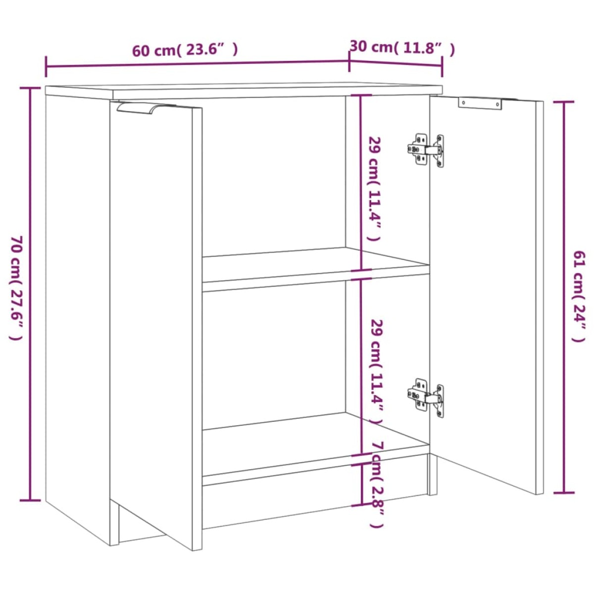 vidaXL Ντουλάπια 2 τεμ. Καπνιστή δρυς 60x30x70 εκ. Επεξεργασμένο Ξύλο
