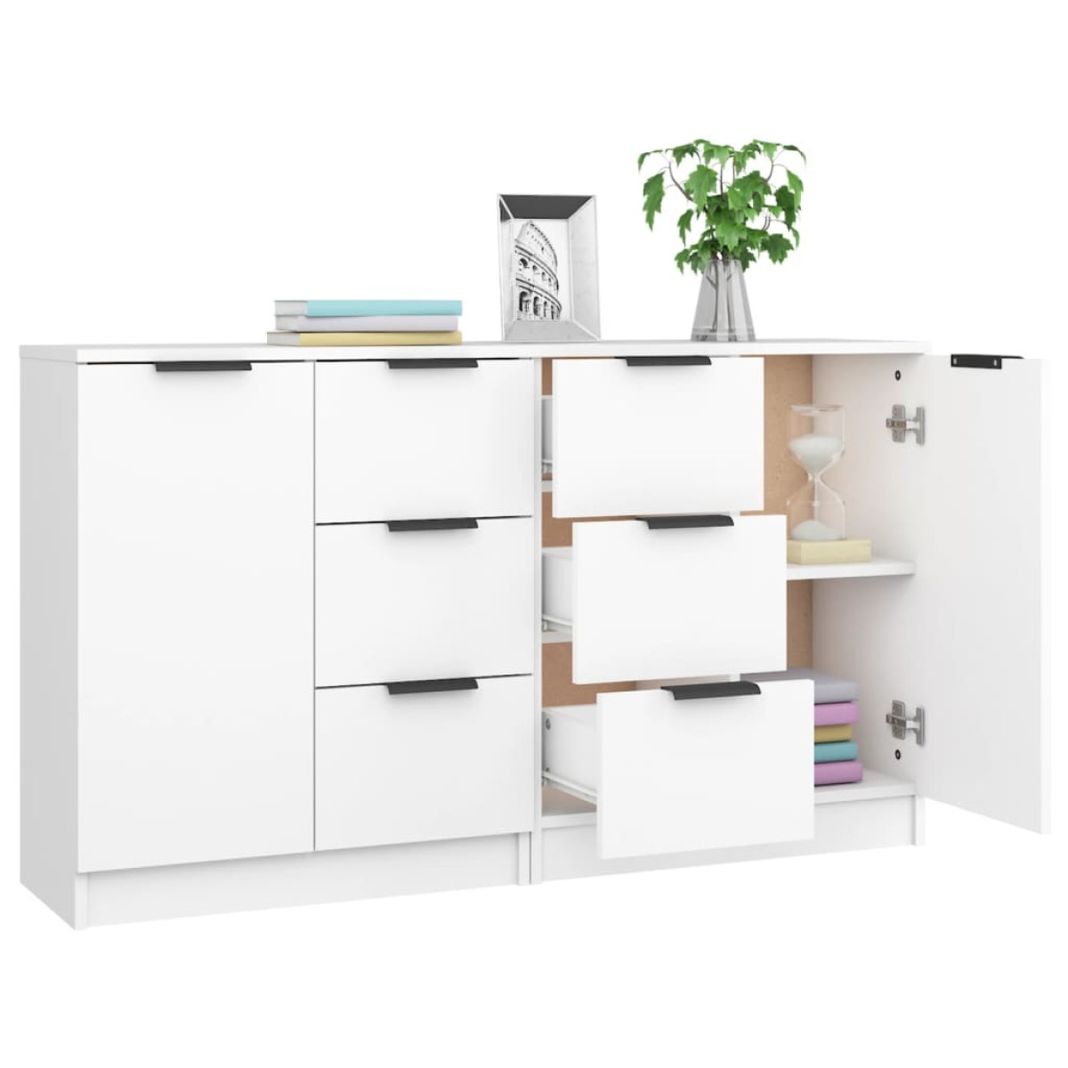vidaXL Ντουλάπια 2 τεμ. άσπρο 60x30x70 εκ. Επεξεργασμένο Ξύλο