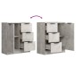vidaXL Ντουλάπια 2 τεμ. Γκρι Σκυροδέματος 60x30x70 εκ. Επεξεργ. Ξύλο