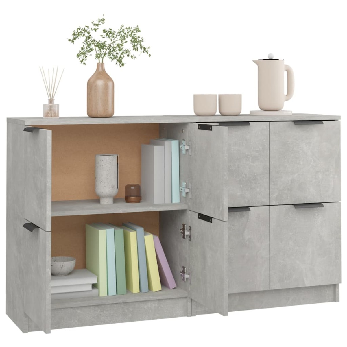 vidaXL Ντουλάπια 2 τεμ. Γκρι Σκυροδέματος 60x30x70 εκ. Επεξεργ. Ξύλο