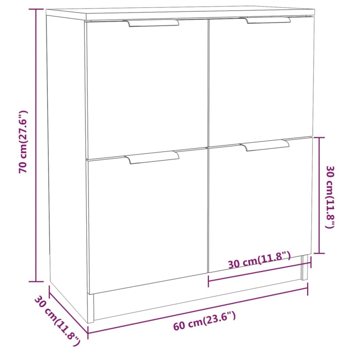 vidaXL Ντουλάπι 2 τεμ. Γκρι Sonoma 60x30x70 εκ. από Επεξεργασμένο Ξύλο