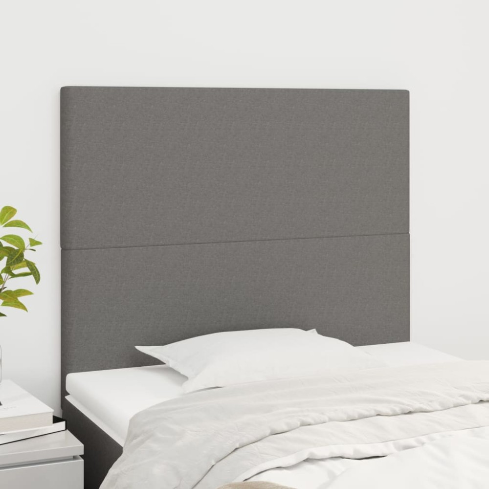 vidaXL Κεφαλάρι Κρεβατιού Σκούρο Γκρι 90x5x118/128 εκ. Ύφασμα