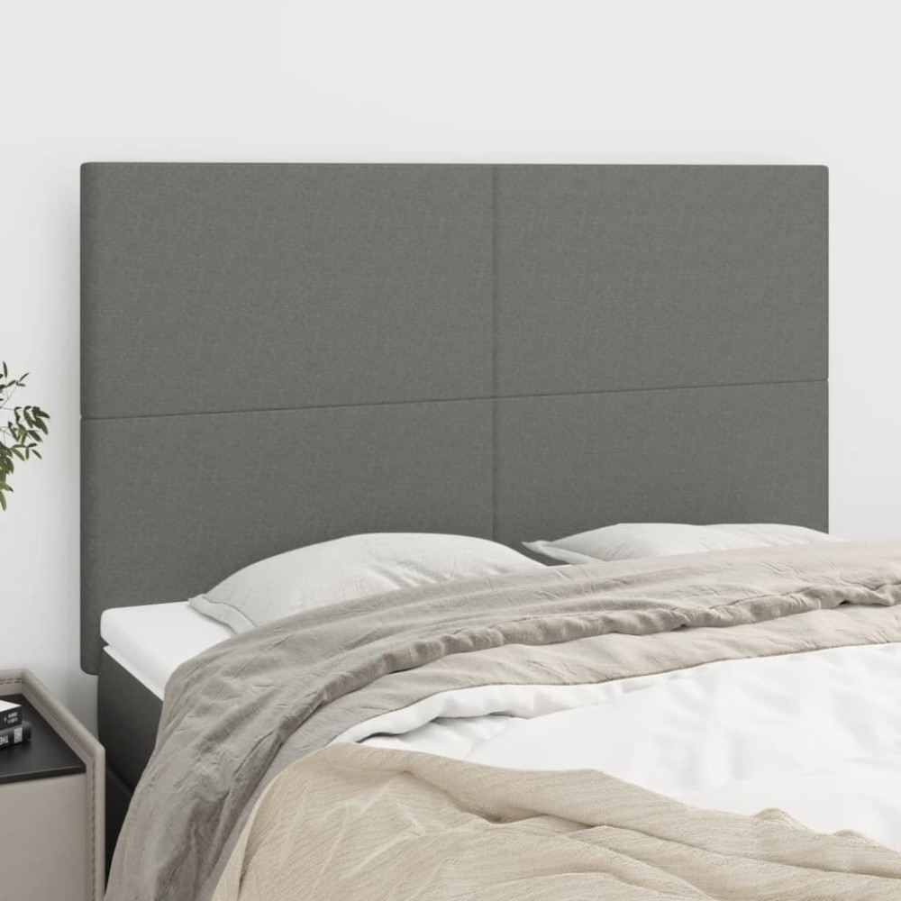 vidaXL Κεφαλάρι Κρεβατιού Σκούρο Γκρι 144x5x118/128 εκ. Ύφασμα