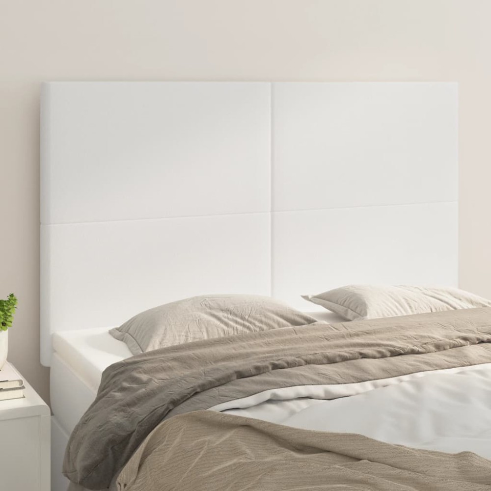 vidaXL Κεφαλάρι Κρεβατιού Λευκό 144x5x118/128 εκ. από Συνθετικό Δέρμα