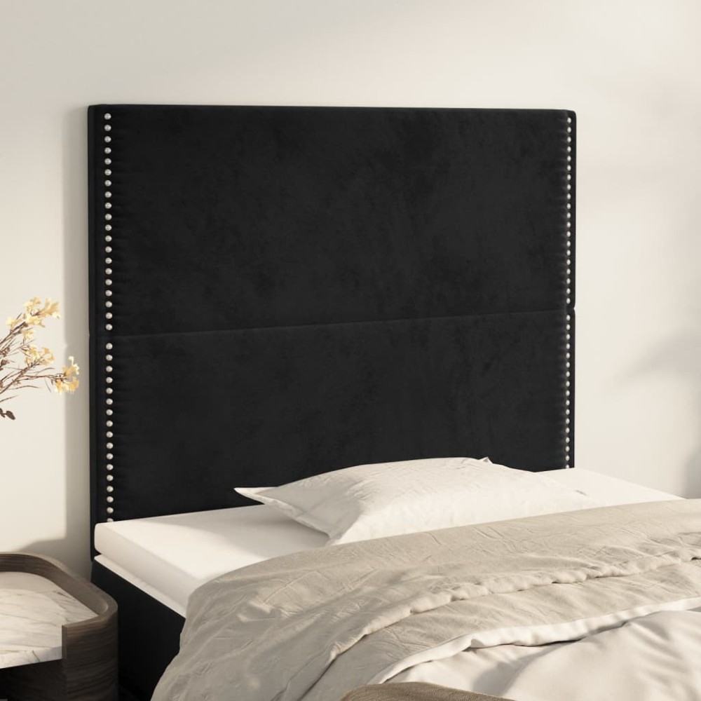 vidaXL Κεφαλάρι Μαύρο Βελούδινο 100x5x118/128 εκ.